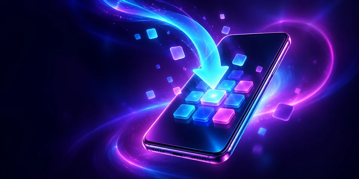 Smartfon z ikonami aplikacji — ilustracja instalacji